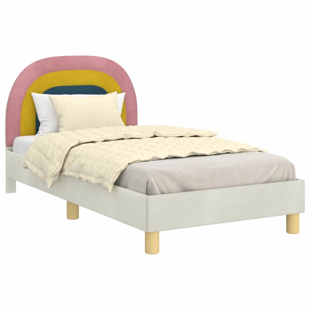 Struttura letto bambini con testata Crema 80 x 160 cm Velluto