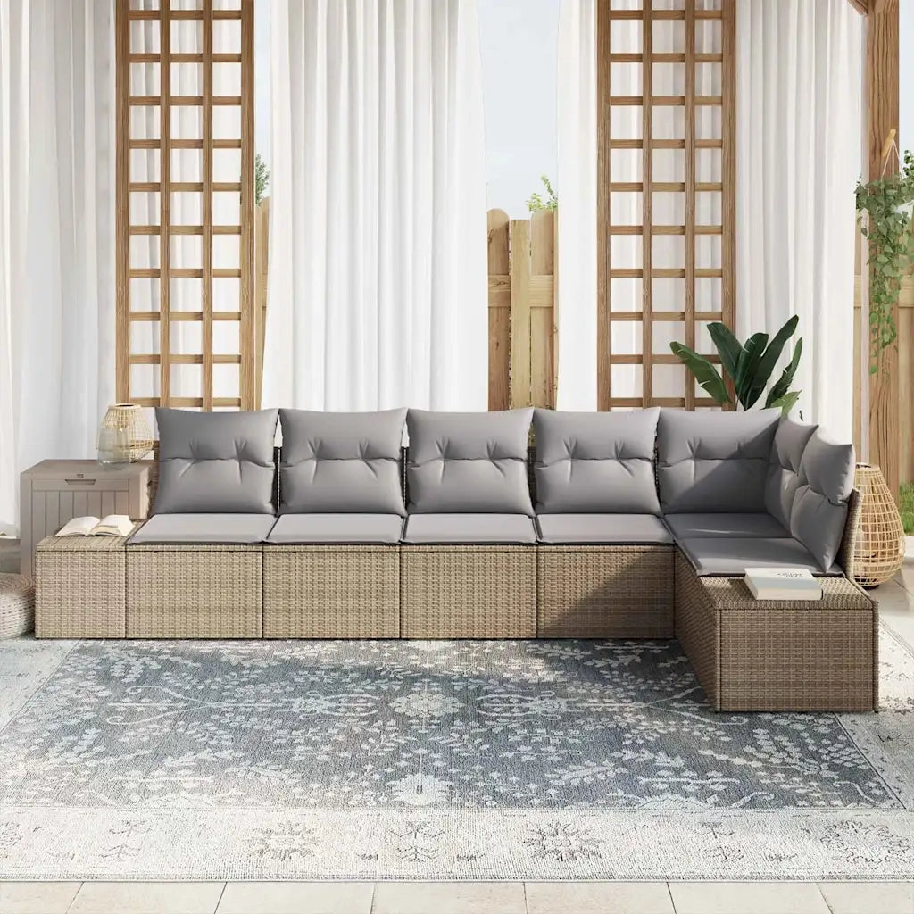 Set Divano da Giardino 6 pcs Beige e grigio polyrattan 3347080