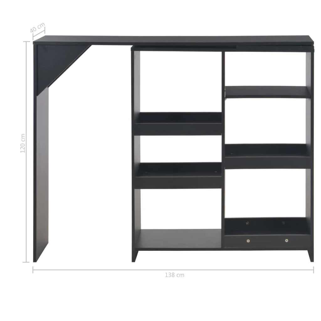 Tavolo alto da bar/bistrot con ripiano rimovibile nero 138 cm 0902049