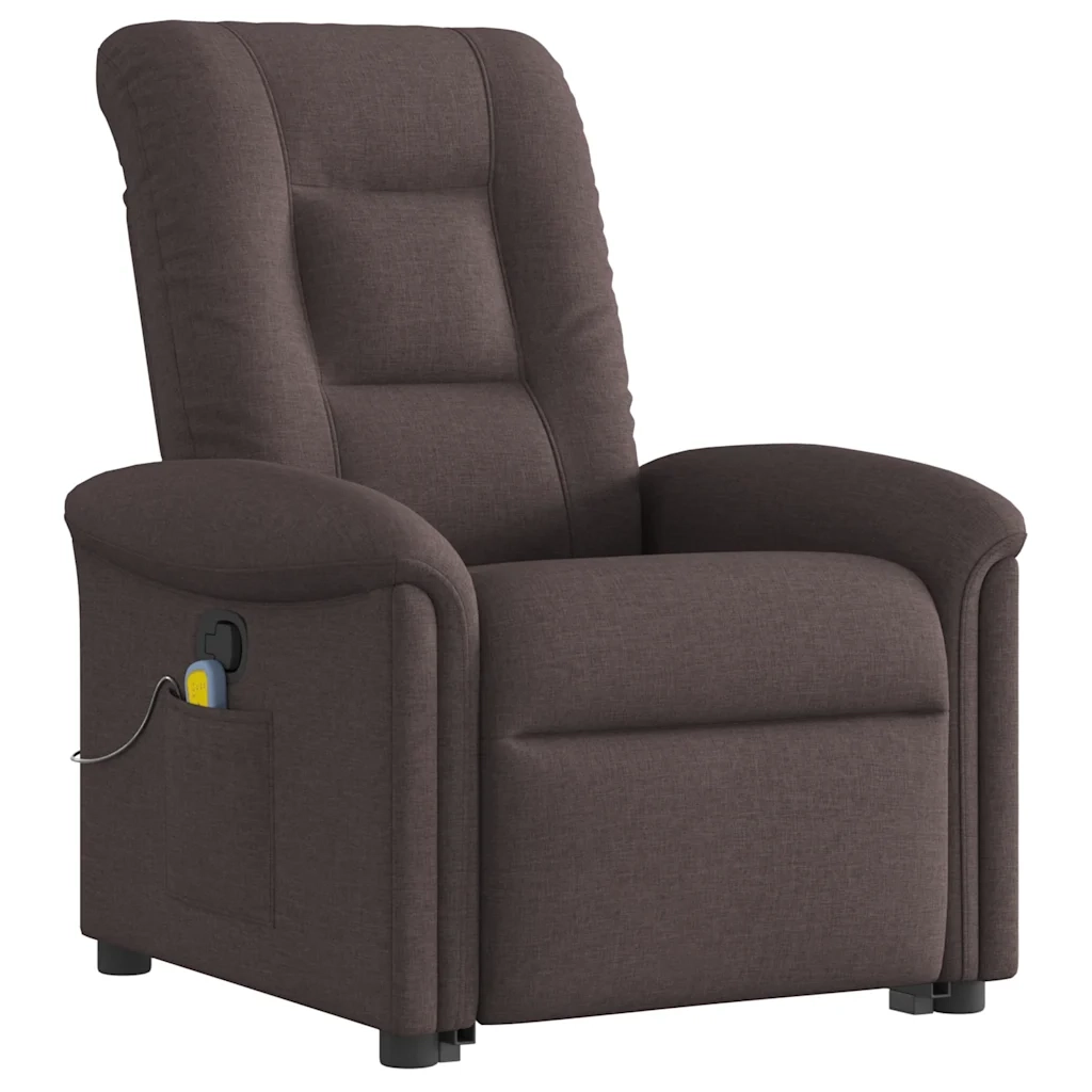 Poltrona Alzapersona Massaggi Reclinabile Marrone Scuro Tessuto 3303269