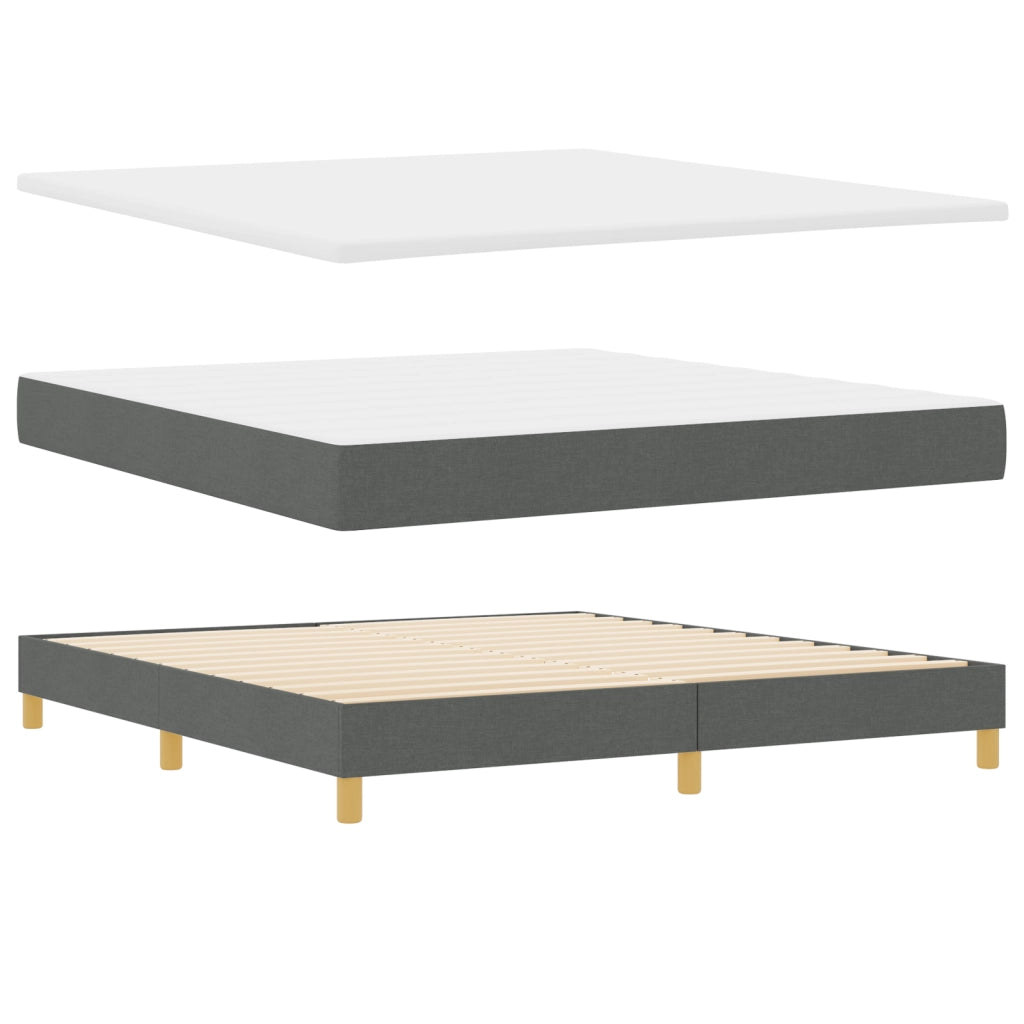 Letto Box Spring con Materasso Grigio Scuro, 180x200 cm in Tessuto