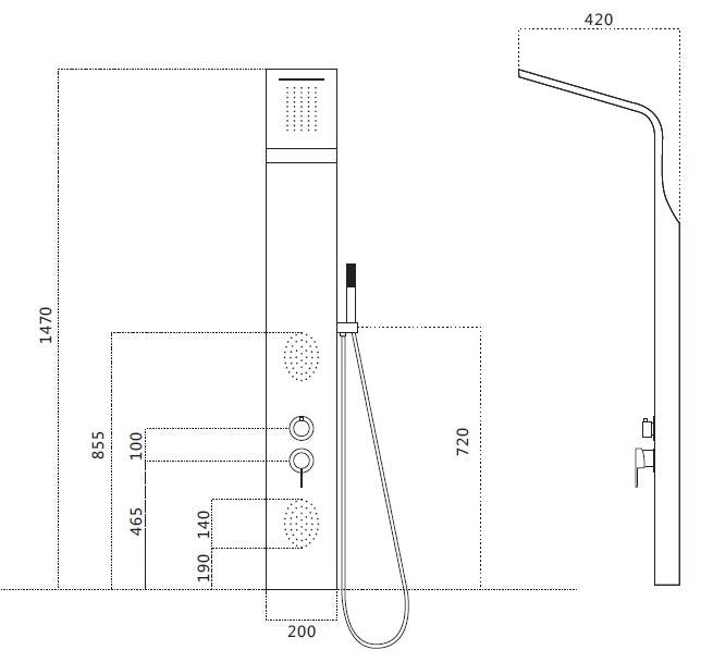 Colonna doccia pannello idromassaggio effetto cascata YH8121 RUSSIA - Nero