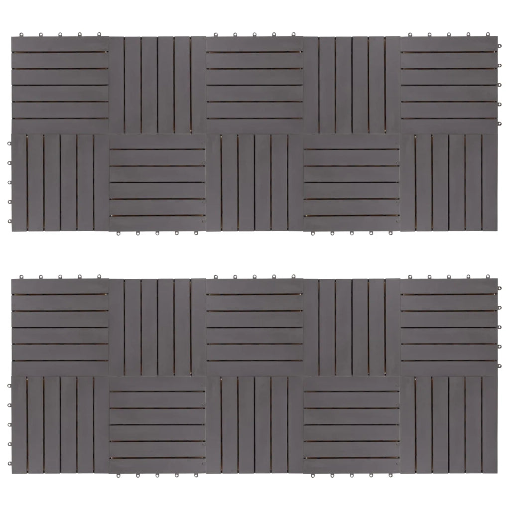 Piastrella per Decking 20 pz Grigio 30 x 30 cm Legno di Acacia CFW2147452