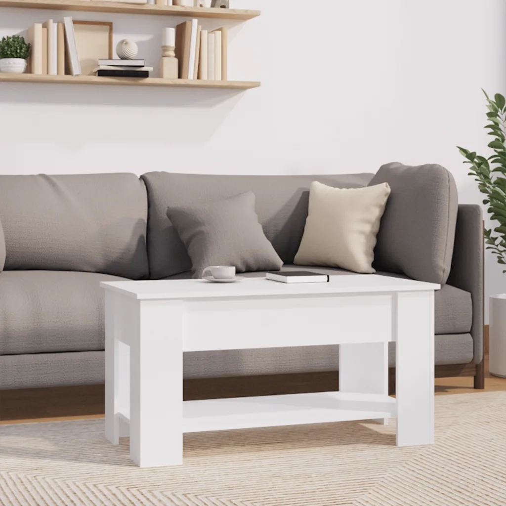 Tavolino da Salotto Bianco 101x49x52 cm in Legno Multistrato 809701