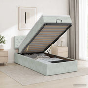 Letto ottomano con materasso Grigio Chiaro 100 x 200 cm Velluto 3456465