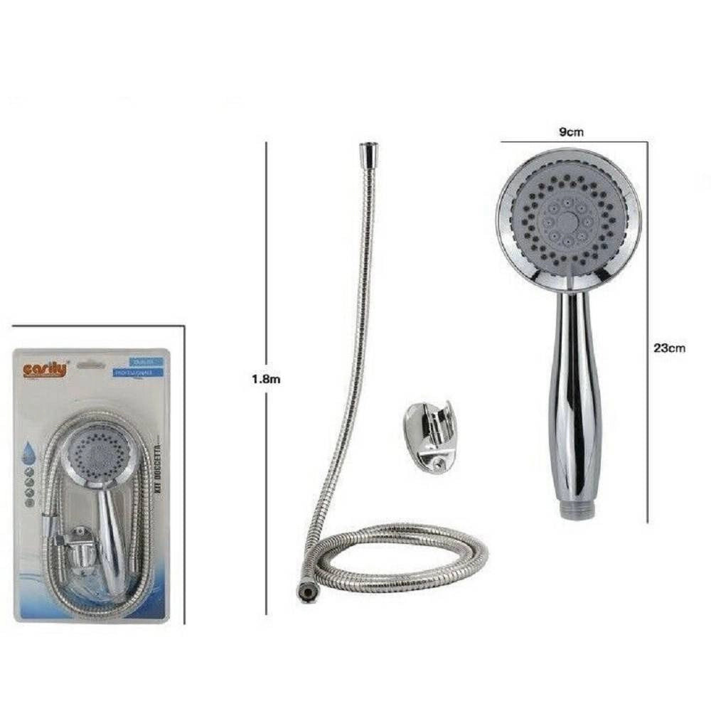 Trade Shop - Kit Bagno Doccetta Doccino Soffione Doccia Tondo Con Laccio 1,8 Mt Staffa 69063 -