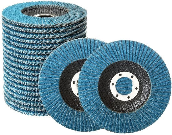 Schiaccia carta 125 mm - Disco abrasivo a lamine 20 pezzi - Zirkonia corund - Dimensione grana 60 - Per metallo/ferro/legno - Blu - Disco abrasivo a lamine