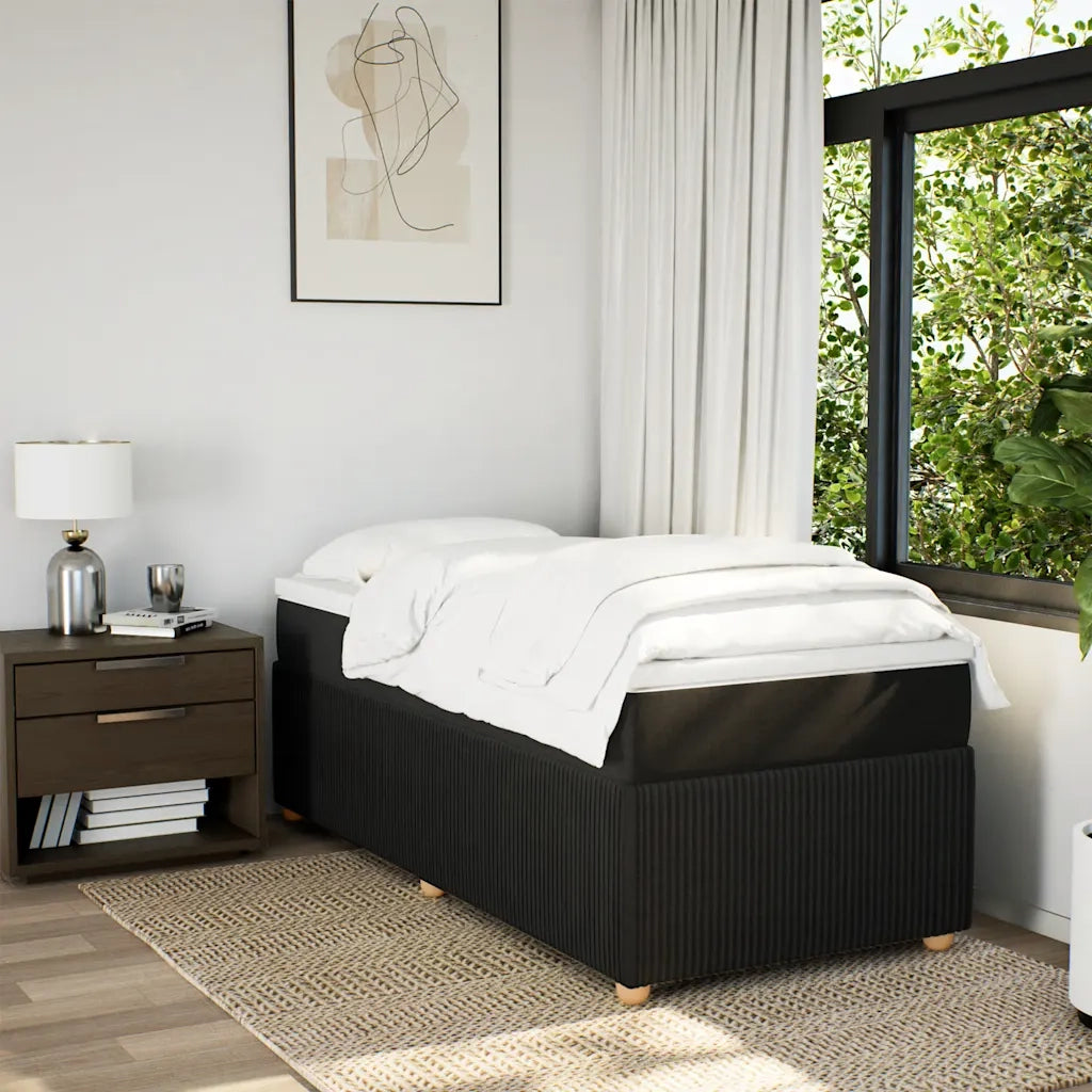 Giroletto a Molle con Materasso-Struttura Letto Nero 90x190 cm in Tessuto 834684