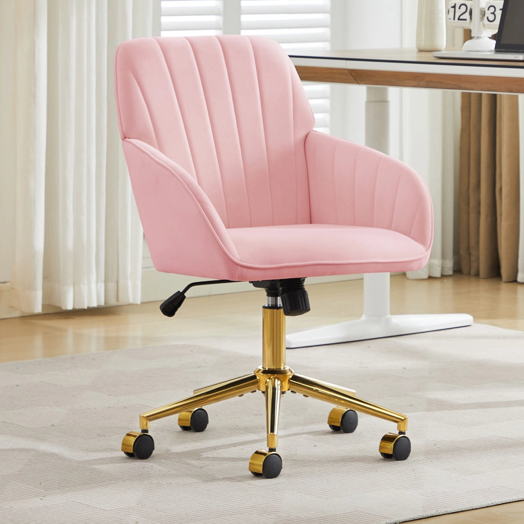 SEDIA DA UFFICIO Girevole Regolabile 50-59 cm Velluto Rosa