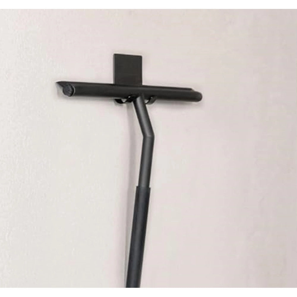 Trade Shop - Set 3pz Tergivetro Per Doccia Gancio Doppio Per Porta Box Appendino Adesivo Nero 87833 -