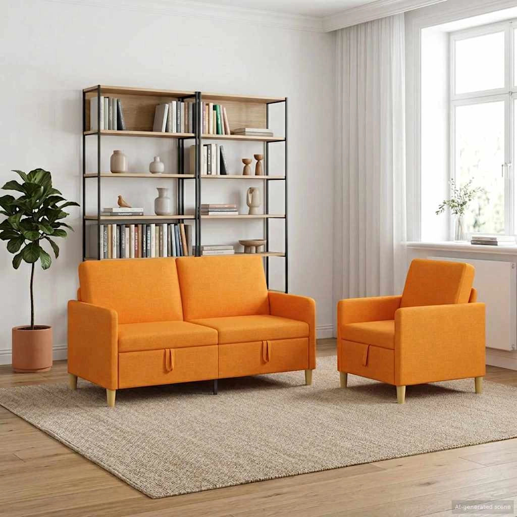 Set di Divani con Storage 2 pz Giallo Scuro Poliestere 3429185