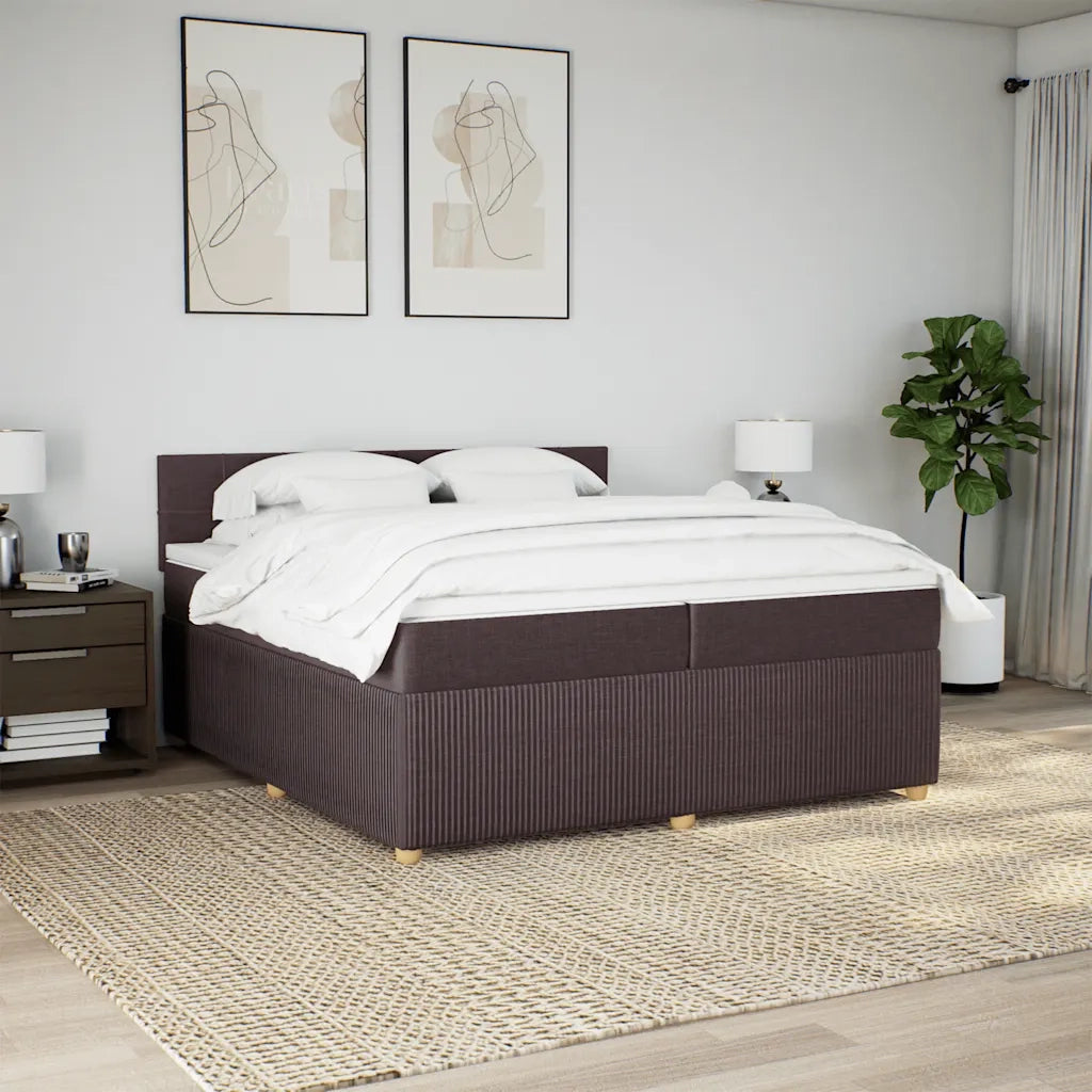 Giroletto a Molle con Materasso Marrone Scuro 200x200cm Tessuto 3287566