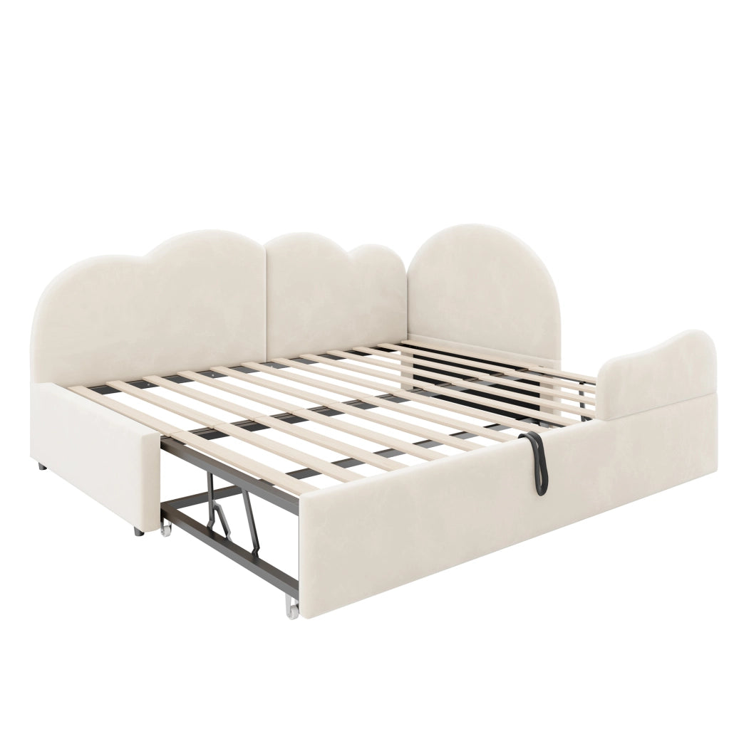 Divano letto imbottito a L con letto estraibile 90x200+90x190, velluto, design salvaspazio