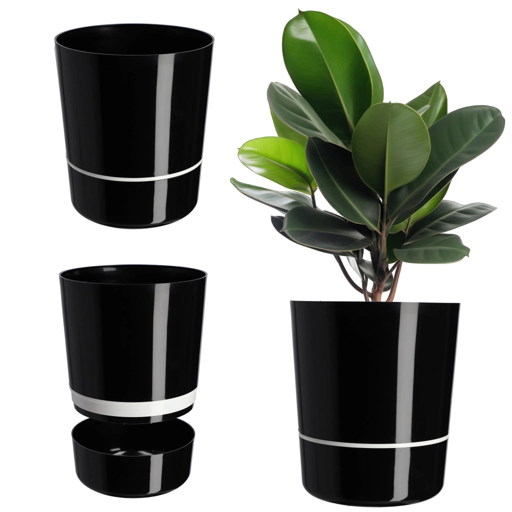 Vaso da fiori KADAX in due pezzi con supporto, nero, 25 cm