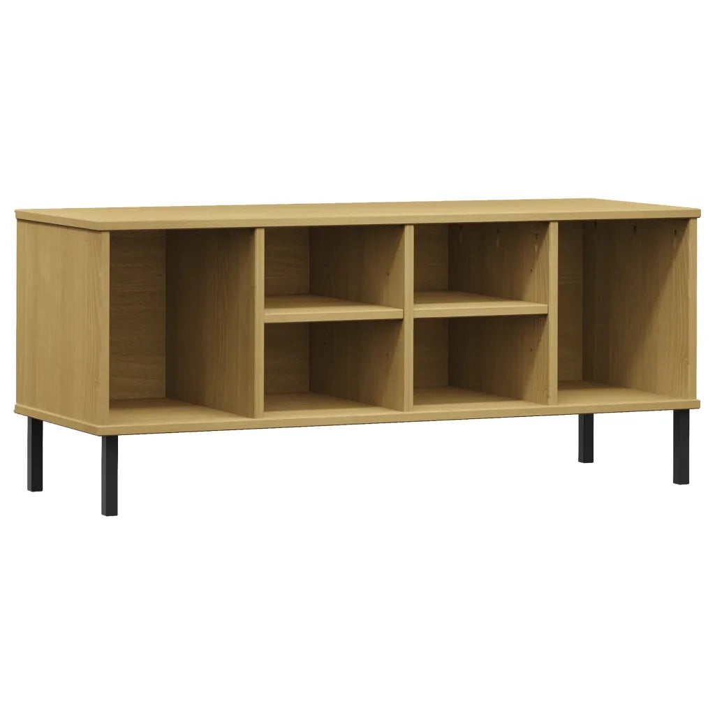 Scarpiera Gambe Metallo-Scaffale per scarpe-Armadietto contenitore Marrone 106x35x45cm Legno Massello OSLO