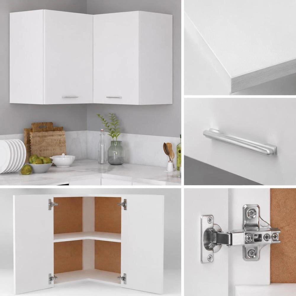 Corner Wall Cabinet Lyon White 57x57x60 Cm Wood-based Material