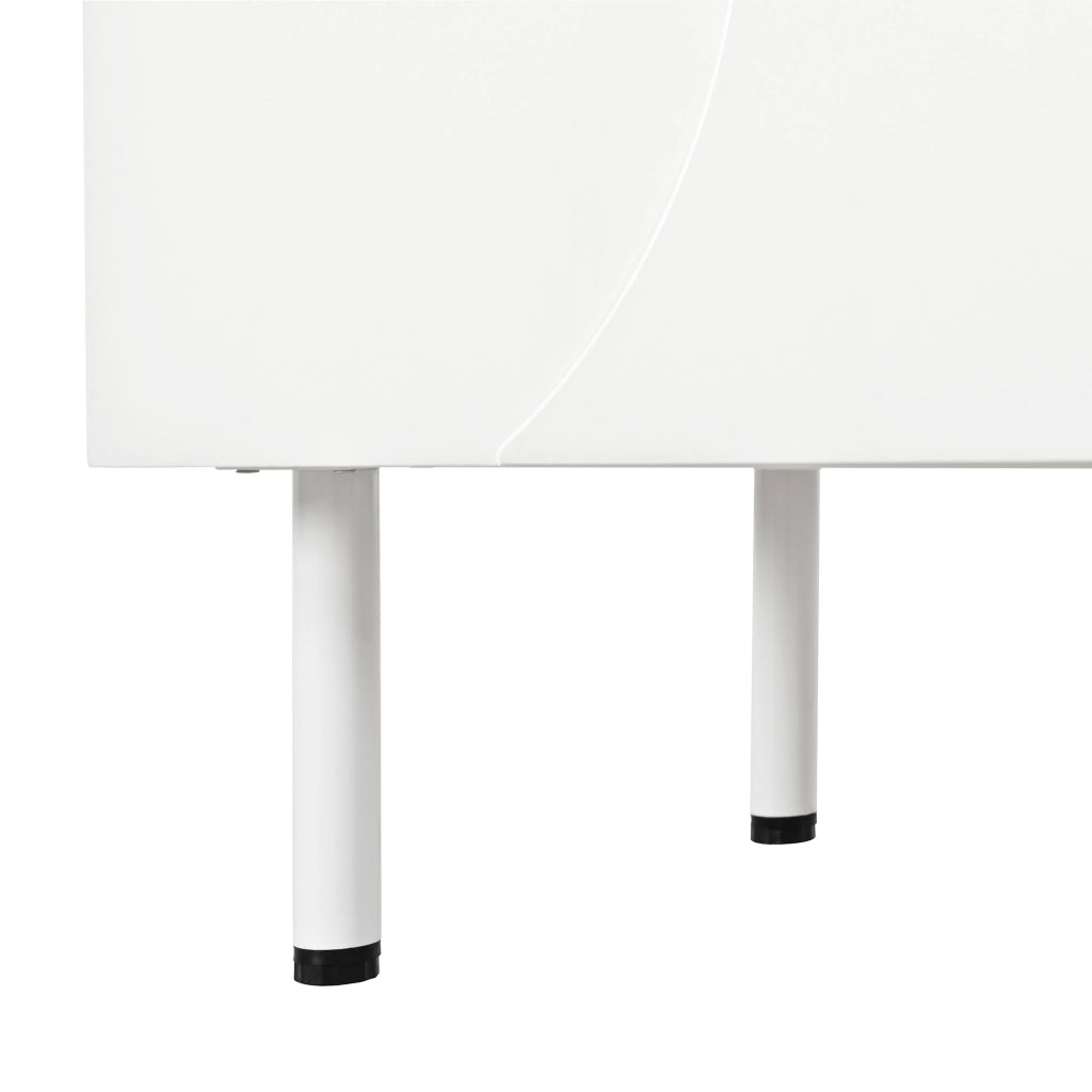 Mobile TV con 4 ante; push-to-open e passacavi - per soggiorno - 170 x 35 x 50 cm - bianco