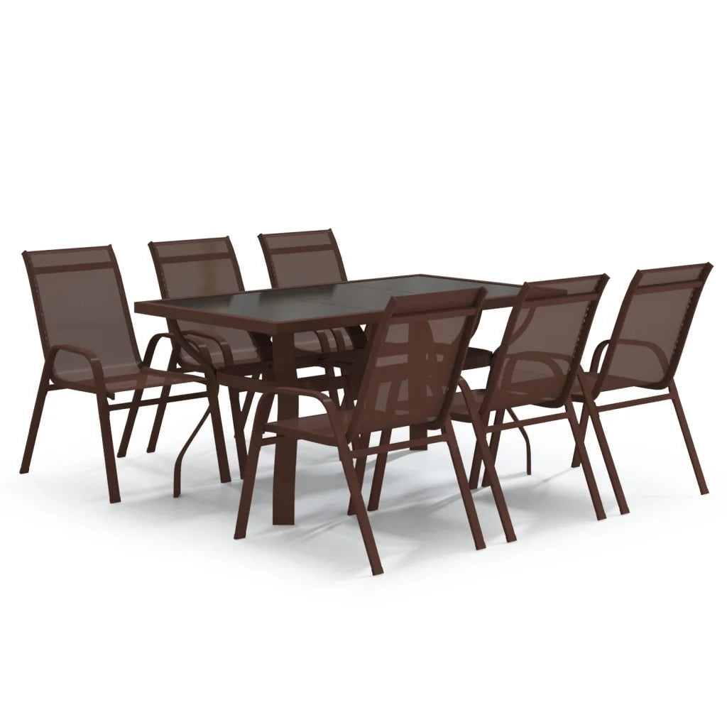 Set da Pranzo da Giardino 7 pz Marrone e Nero 3095989