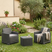 Salottino Outdoor Ari, set Salotto da Esterno 2 Posti Made in Italy, Nero Antracite