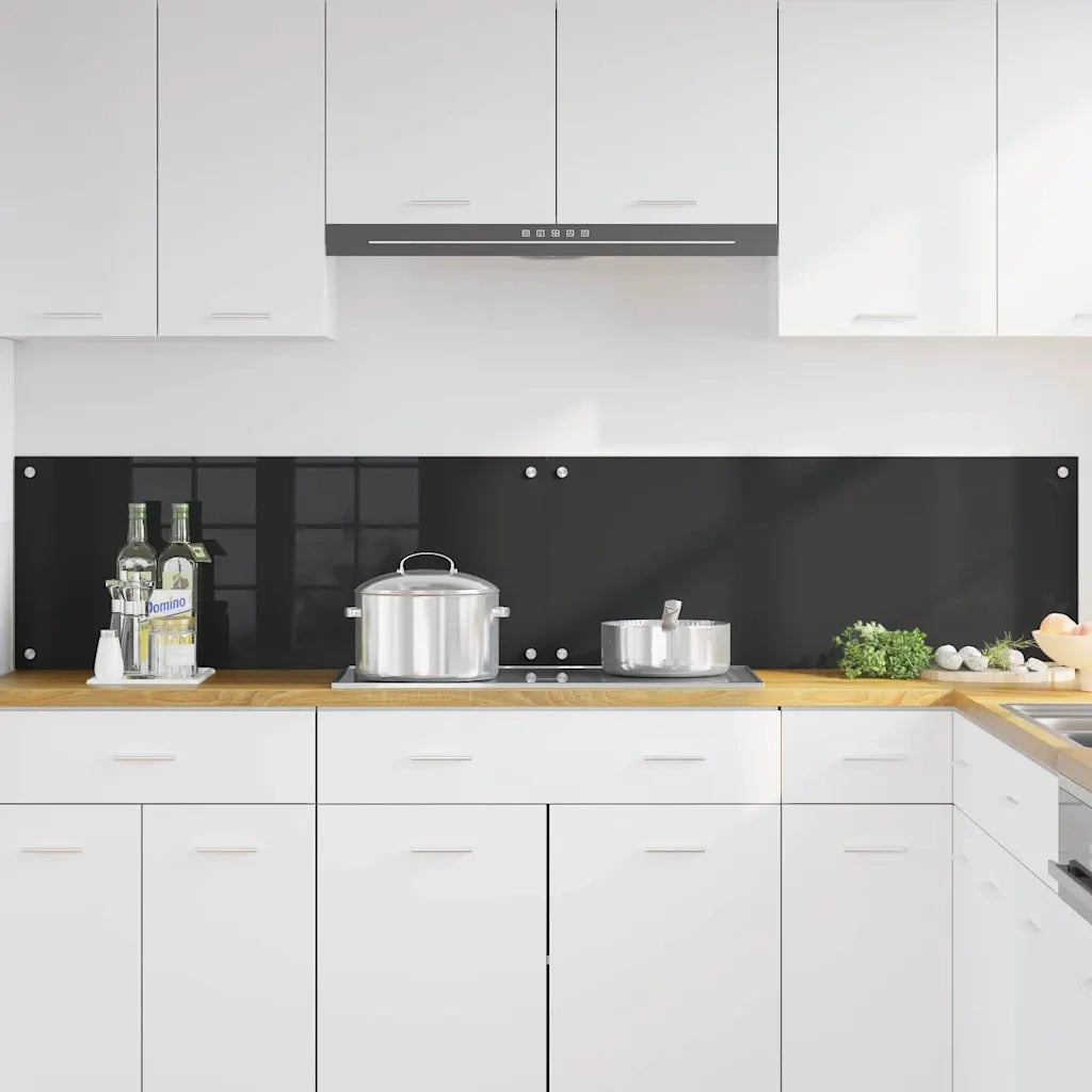 Schienale da cucina 2 pcs Nero 100 x 40 cm vetro temperato 3415551