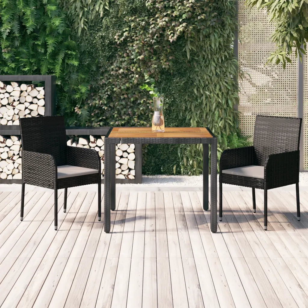 Set da Pranzo da Giardino 3 pz con Cuscini Nero in Polyrattancod mxl 124352