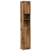 Mobiletto da bagno in legno composito 32 x 25,5 x 190 cm ampio spazio contenitivo facile manutenzione stile rustico legno anticato 02_0050728