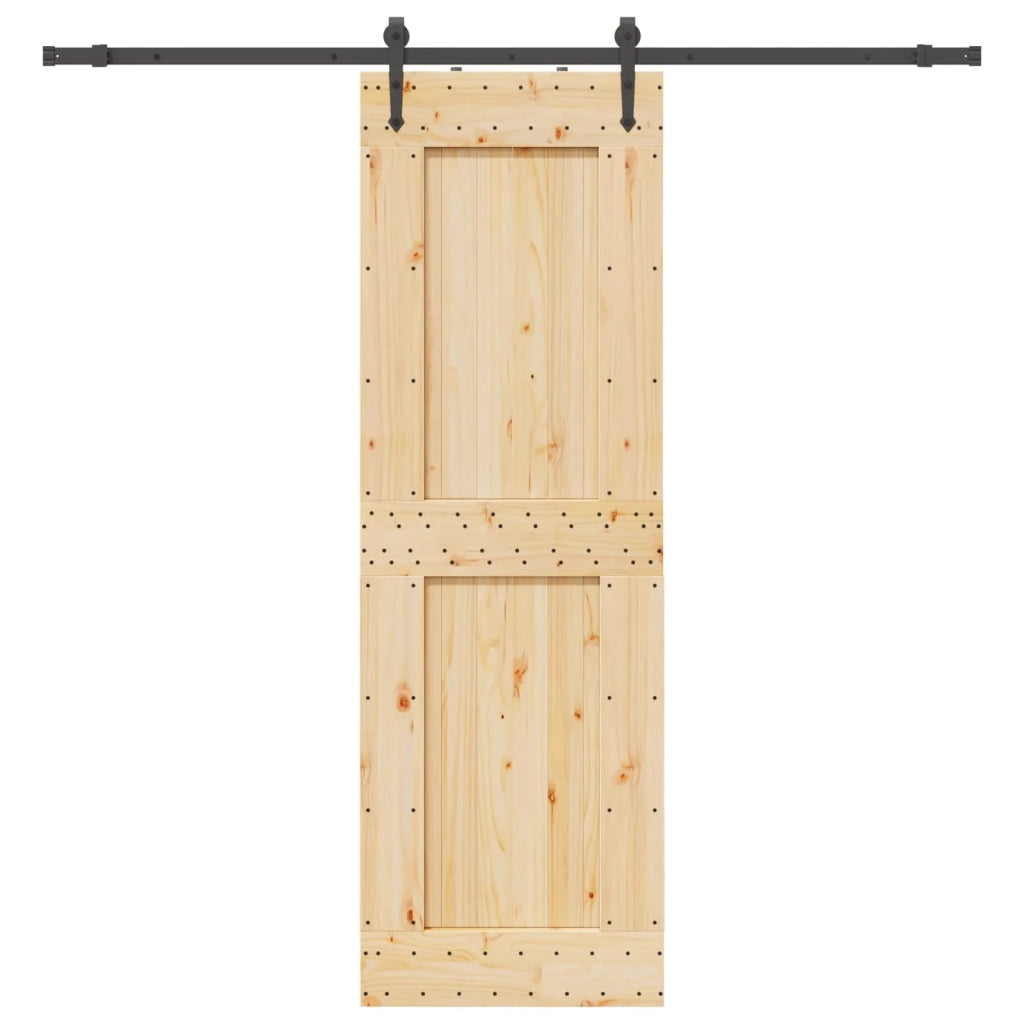 Porta scorrevole NARVIK Naturale e Nero 70 x 210 cm (213,5 cm)