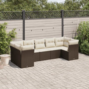 Set Divani da Giardino 7 pz con Cuscini Marrone in Polyrattan 3218123