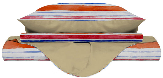 Copripiumino Singolo con Stampa sul Sacco e Federe Doubleface Strisce