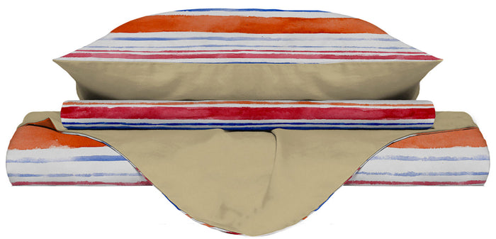 Copripiumino Singolo con Stampa sul Sacco e Federe Doubleface Strisce