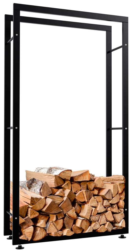 Esclusivo portalegna KERI V2 in metallo nero,25x80x150 cm