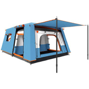 Tenda da Campeggio Impermeabile e UPF 30+ 430x305x195 cm per 4-6 Persone con 2 Stanze Blu