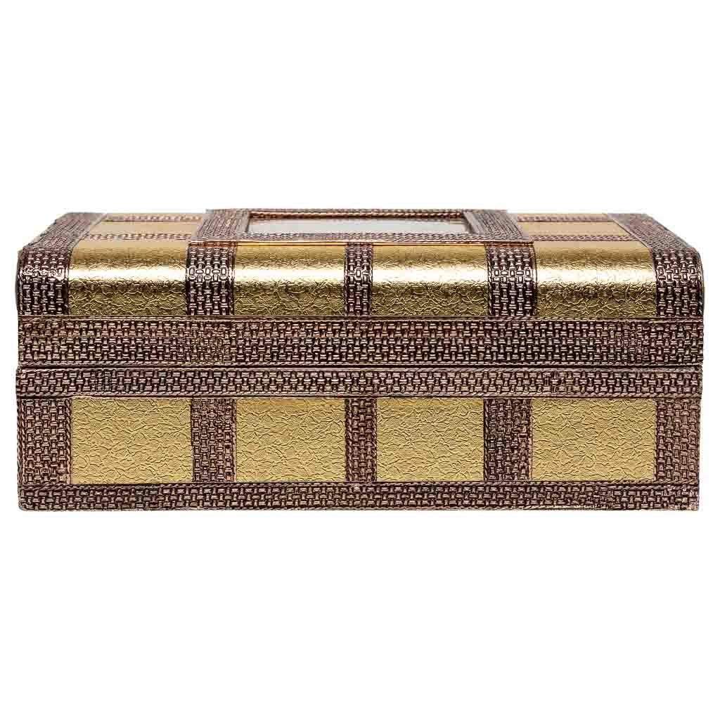 Portagioie in metallo dorato sbalzato 27,5x20x7,5h