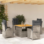 Set da Pranzo da Giardino 5 pz con Cuscini in Polyrattan Grigio 3277462