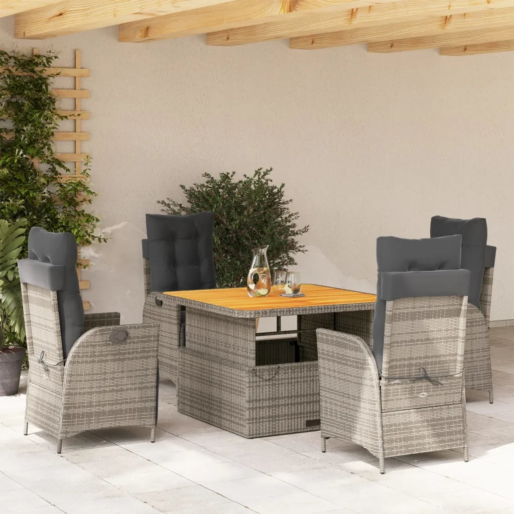 Set da Pranzo da Giardino 5 pz con Cuscini in Polyrattan Grigio 3277462