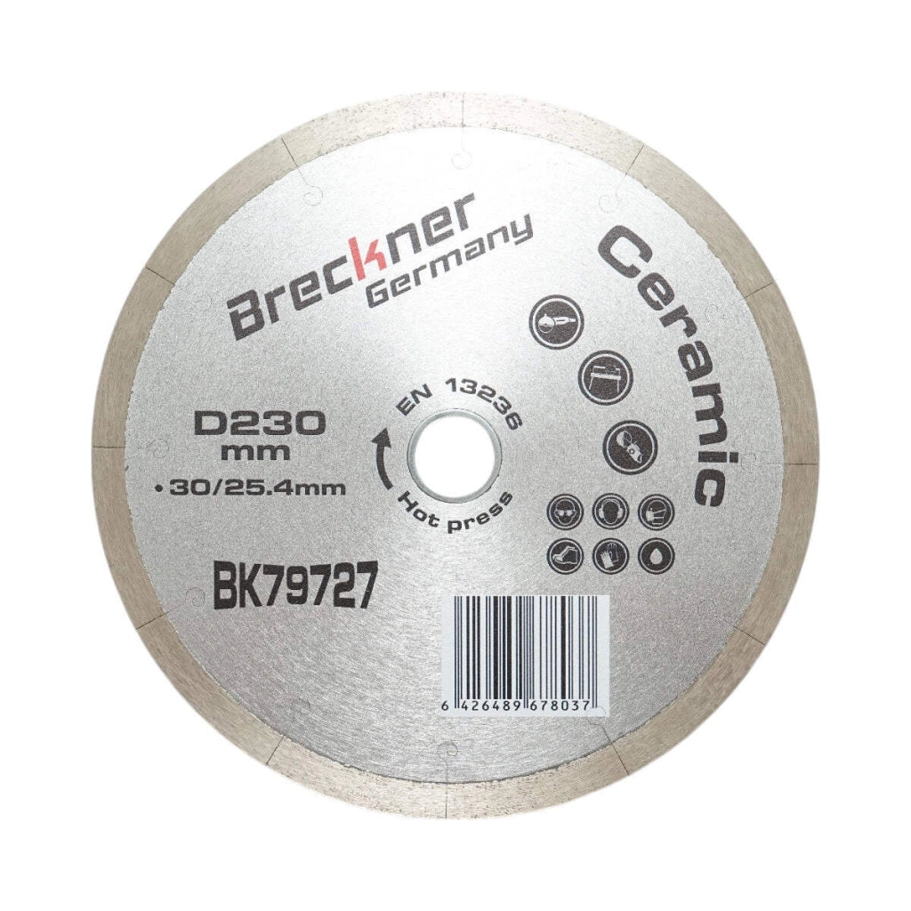 Disco diamantato frazionato continuo 230x30/25,4 mm, segmento 10 mm per piastrelle, maiolica, ceramica dura, marmo Breckner Germany