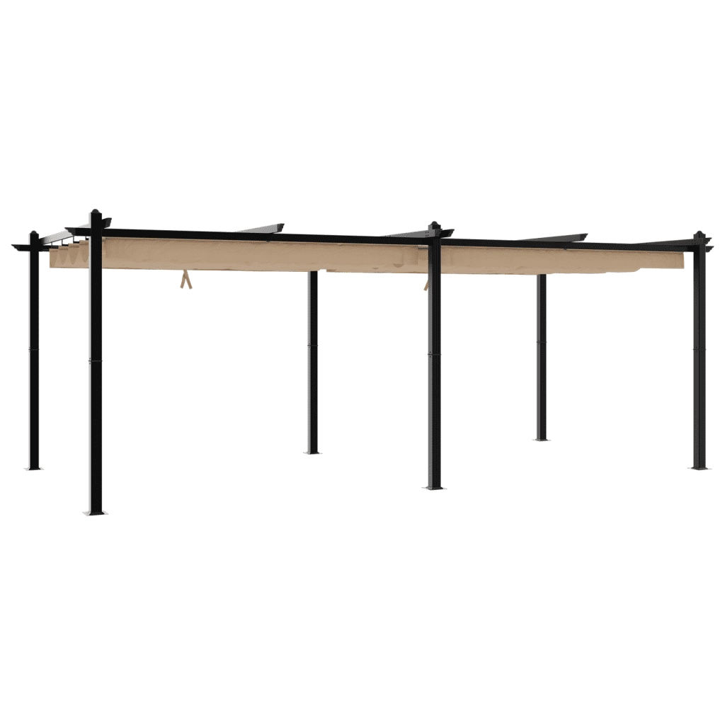 Gazebo da Giardino con Tetto Retrattile Tortora 3x6 m Alluminio