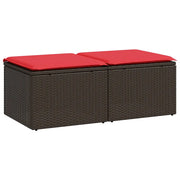 Set Divano Giardino 4 pz | Set Salotto da Giardino con Cuscini Marrone Polyrattan Acacia