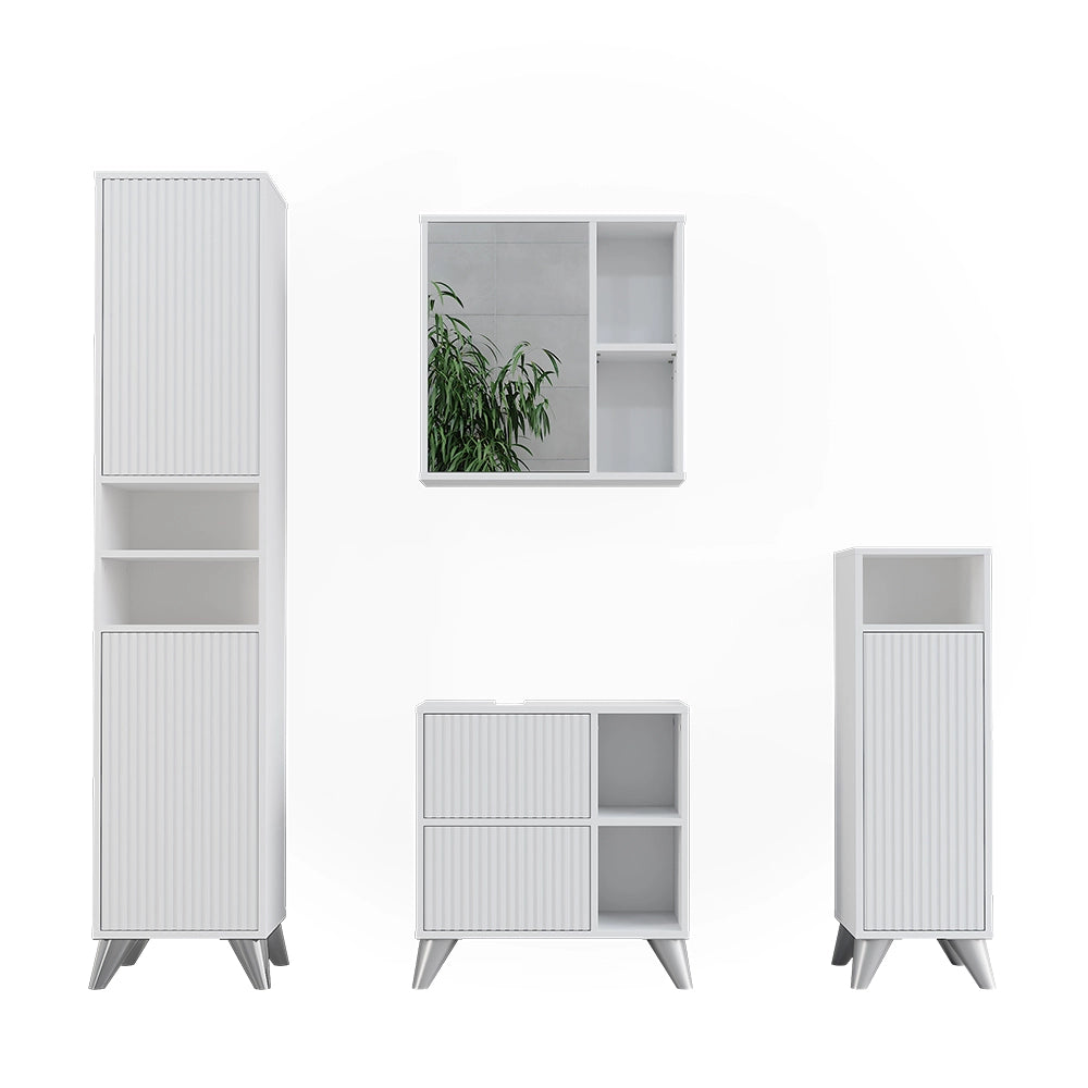 Vicco Set di mobili da bagno Bianco Set di 4 pezzi