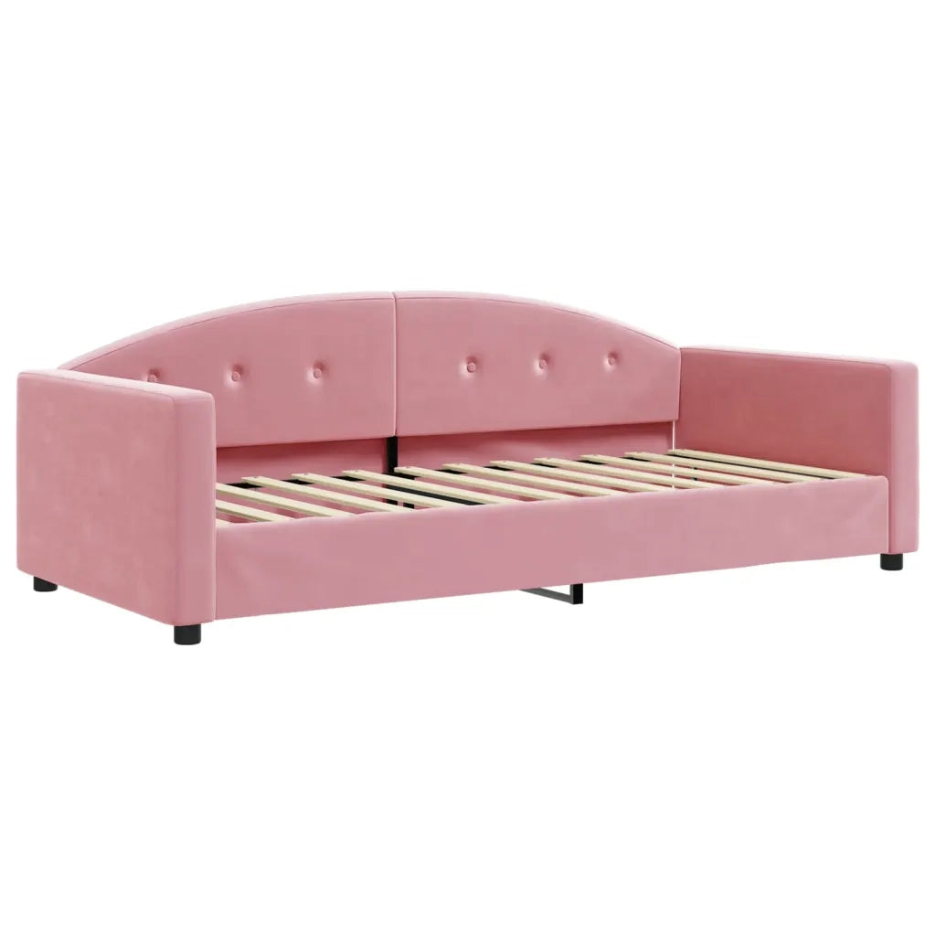 Divano Letto Estraibile con Cassetti Rosa 90x200 cm Velluto 3197376