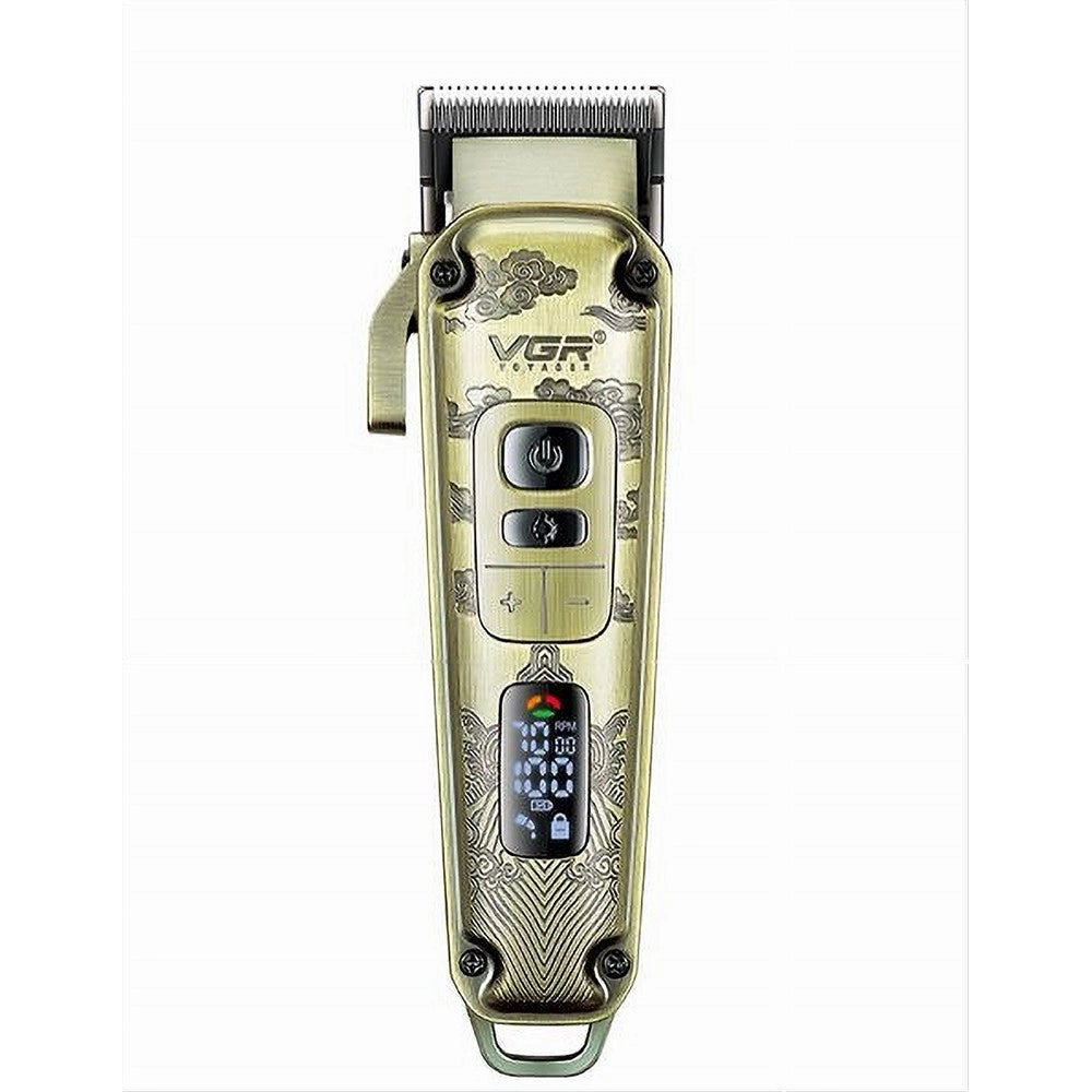 Trade Shop - Tagliacapelli In Metallo Display Led 4 Velocità Ricarica Usb Con 8 Pettini V-005 -