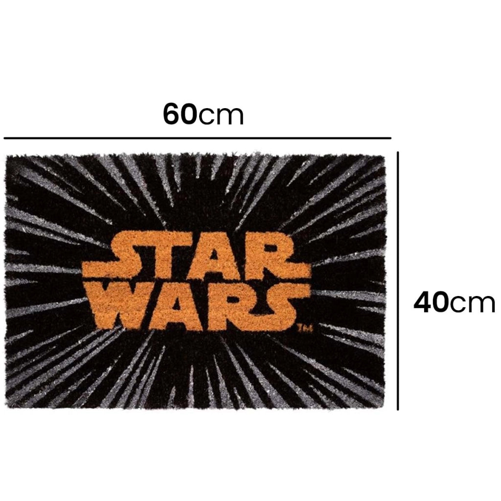 Zerbino Decorativo Motivo Saga Galattica 40x60 cm Antiscivolo Nero / Arancione Star Wars