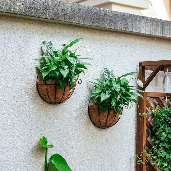Set di appoggio piante da 2 vasi appesi per esterni - Metallo - Appoggio vasi per parete - Sostegni vasi per fiori