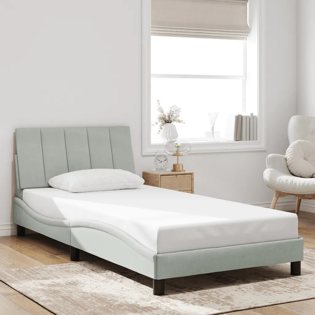 Giroletto senza Materasso-Struttura Letto Hanko Grigio Chiaro 100x200 cm Velluto
