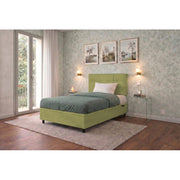 Letto imbottito Singolo 80x200 cm Square - Contenitore,Microfibra,Tè verde