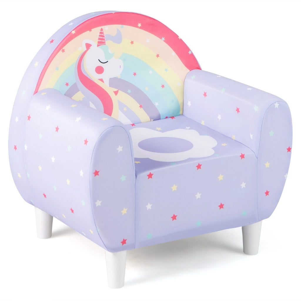 Sofa per bambini con tema unicorno colorato, Divano per bambini per ragazzi ragazze Lilla
