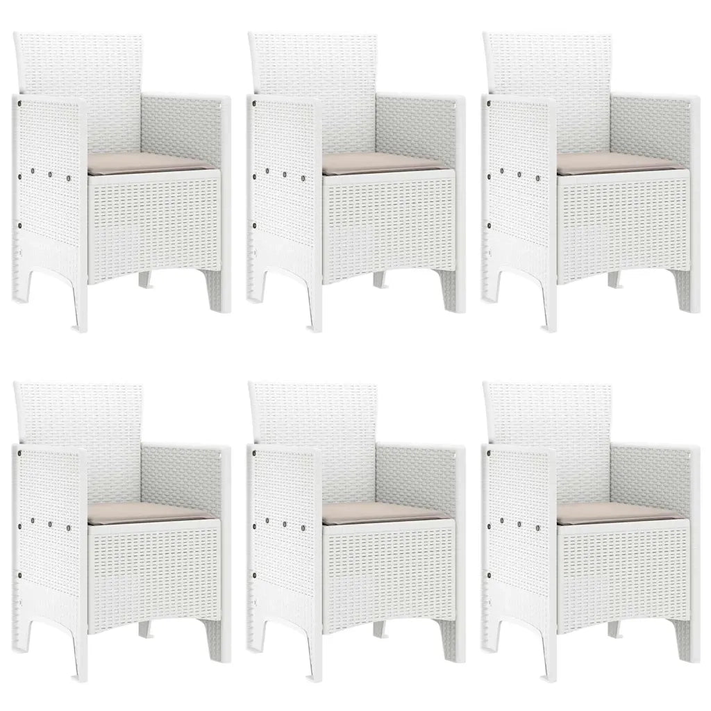 Set da Pranzo per Giardino 7 pz | Set Salotto da Giardino Bianco Rattan Polt