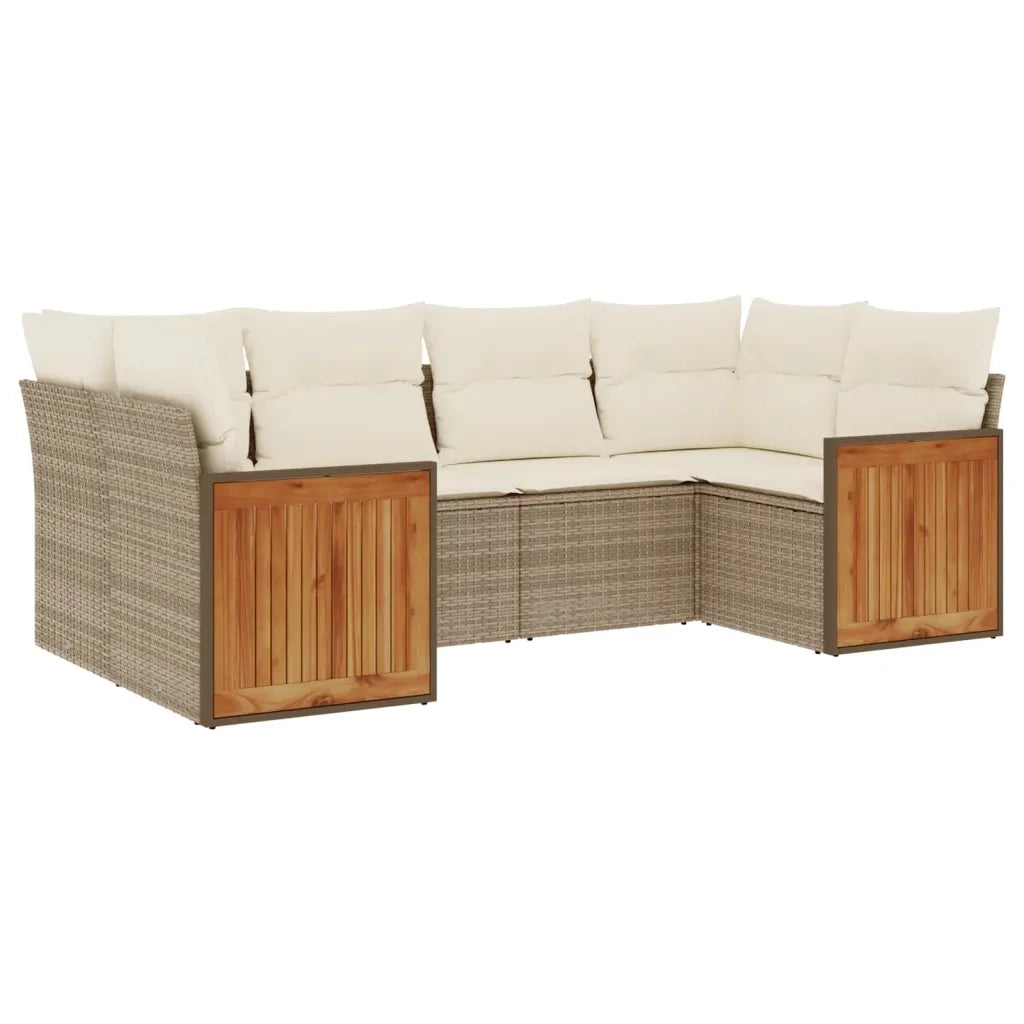 Set Divano da Giardino 6 pz con Cuscini Beige in Polyrattan 3260343