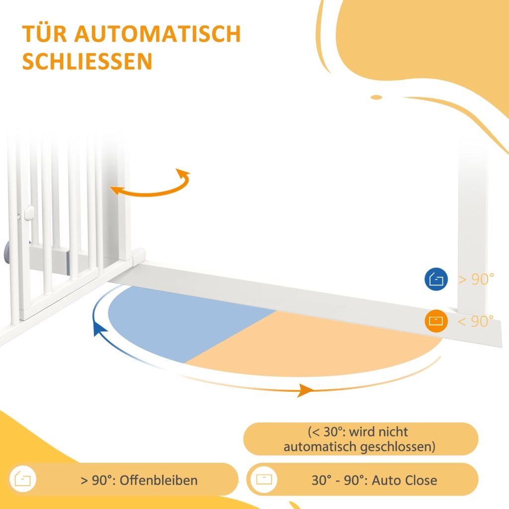 Barriera estensibile a forbice con chiusura automatica e sportellino per gatti per scale e porte in acciaio bianco