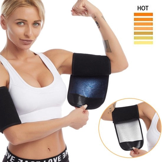 Bracciali per Signore e Signori – Allenatore di Sudore per Sauna – Cinture di Forma per Braccio Adattabili (1 coppia) – Nero